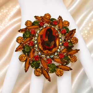 Vintage Juliana Fall Watermelon Rhinestone Dimensional Brooch Book IIJJ#3591