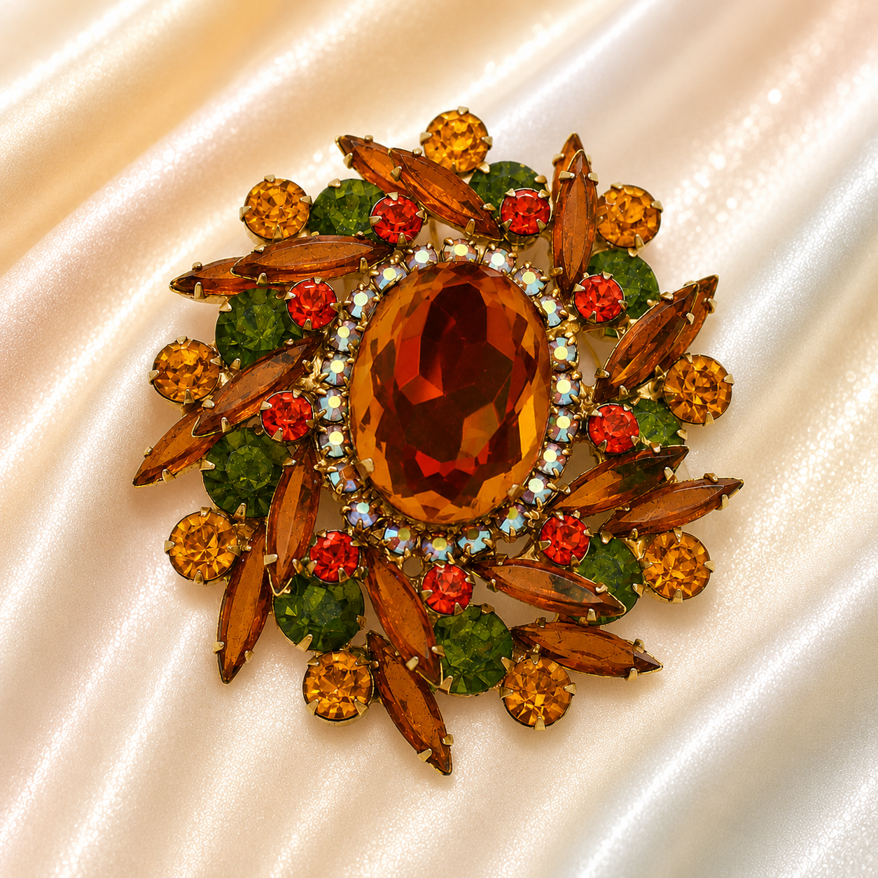 Vintage Juliana Fall Watermelon Rhinestone Dimensional Brooch Book IIJJ#3591