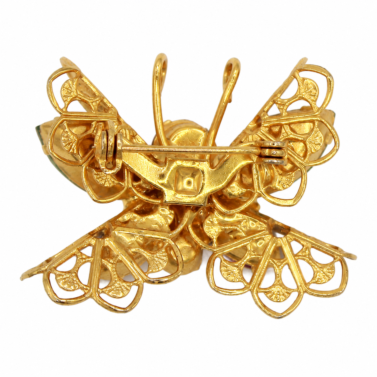 Vintage Juliana Figural Butterfly Rhinestone Filigree Brooch IIJJ#9389