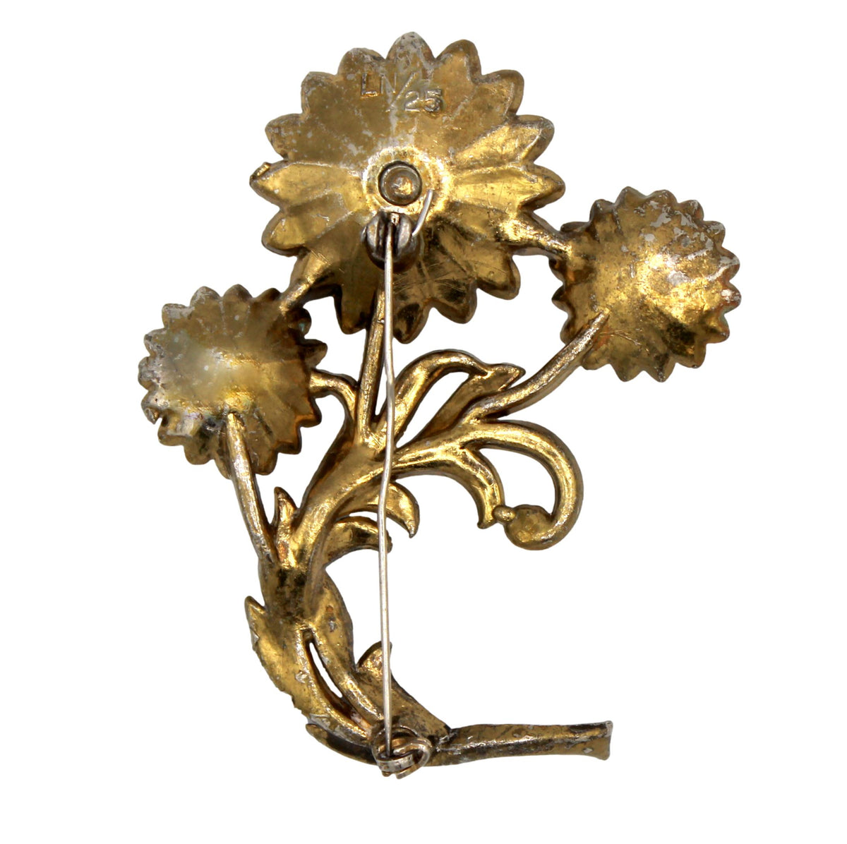 Vintage Little Nemo Pastel Rhinestone Flower Bouquet Brooch