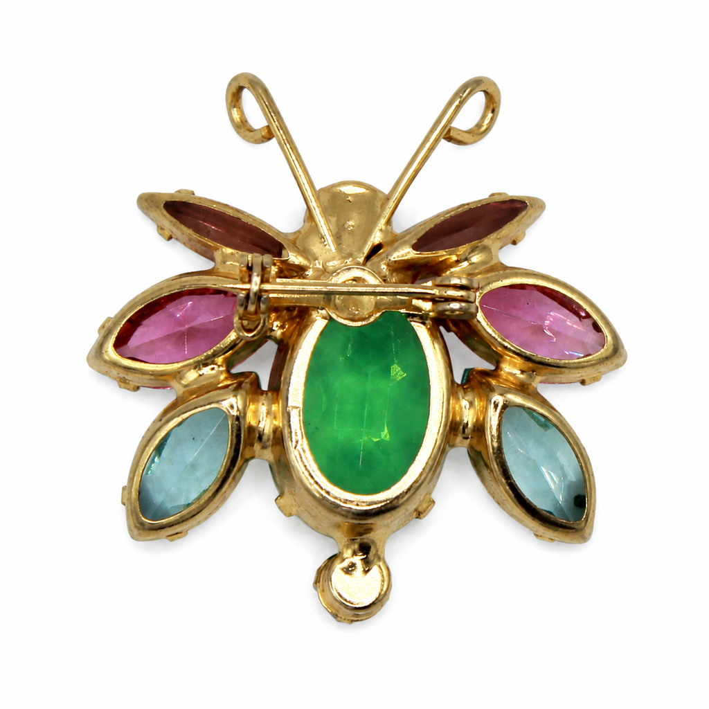 Vintage Juliana Pastel Glitter Bug Figural Rhinestone Brooch Pink Blue Green IIJJ#2450