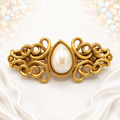 Vintage Juliana Faux Pearl Swirl Gold Tone Hair Barrette IIJJ#9347