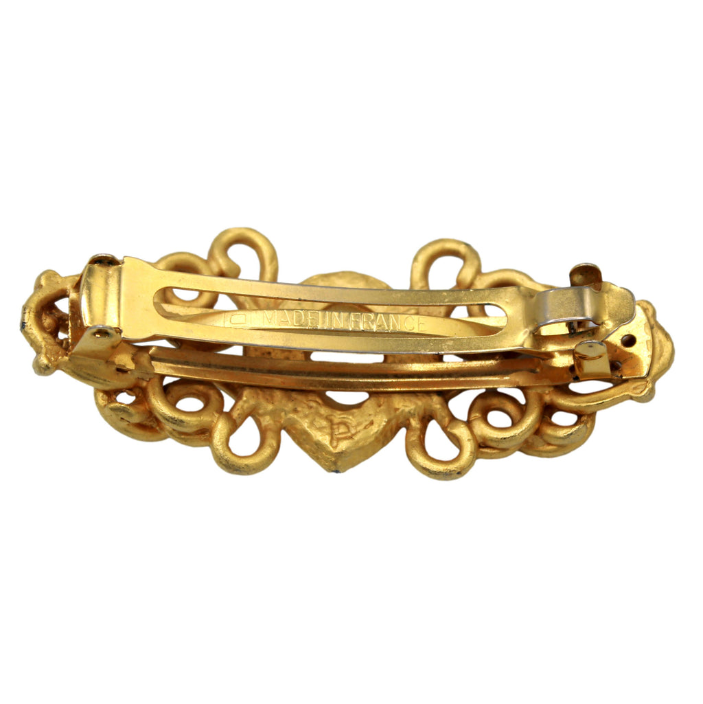 Vintage Juliana Faux Pearl Swirl Gold Tone Hair Barrette IIJJ#9347