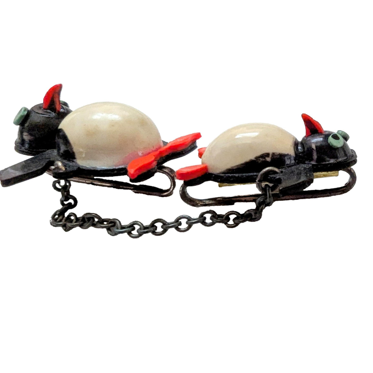 Vintage Figural Penguin Scatter Pins Dimensional Plastic Brooch Pair