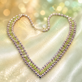 Vintage JULIANA V Shaped Peridot Green Rhinestone Ball Chain Necklace IIJJ#8986