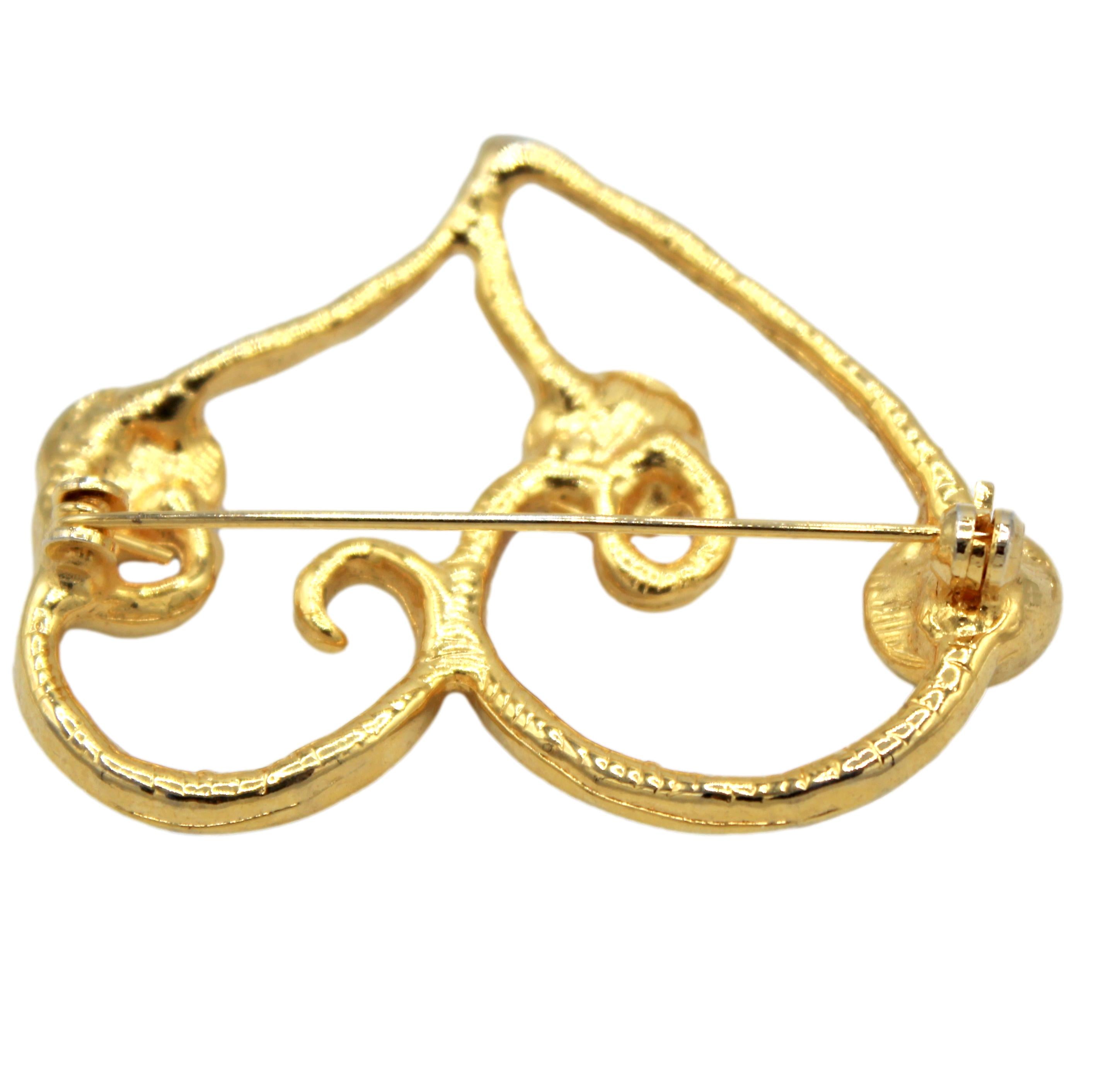 Coming Soon Vintage Juliana Open Figural Heart Brooch Gold Tone Cabochons IIJJ #9218