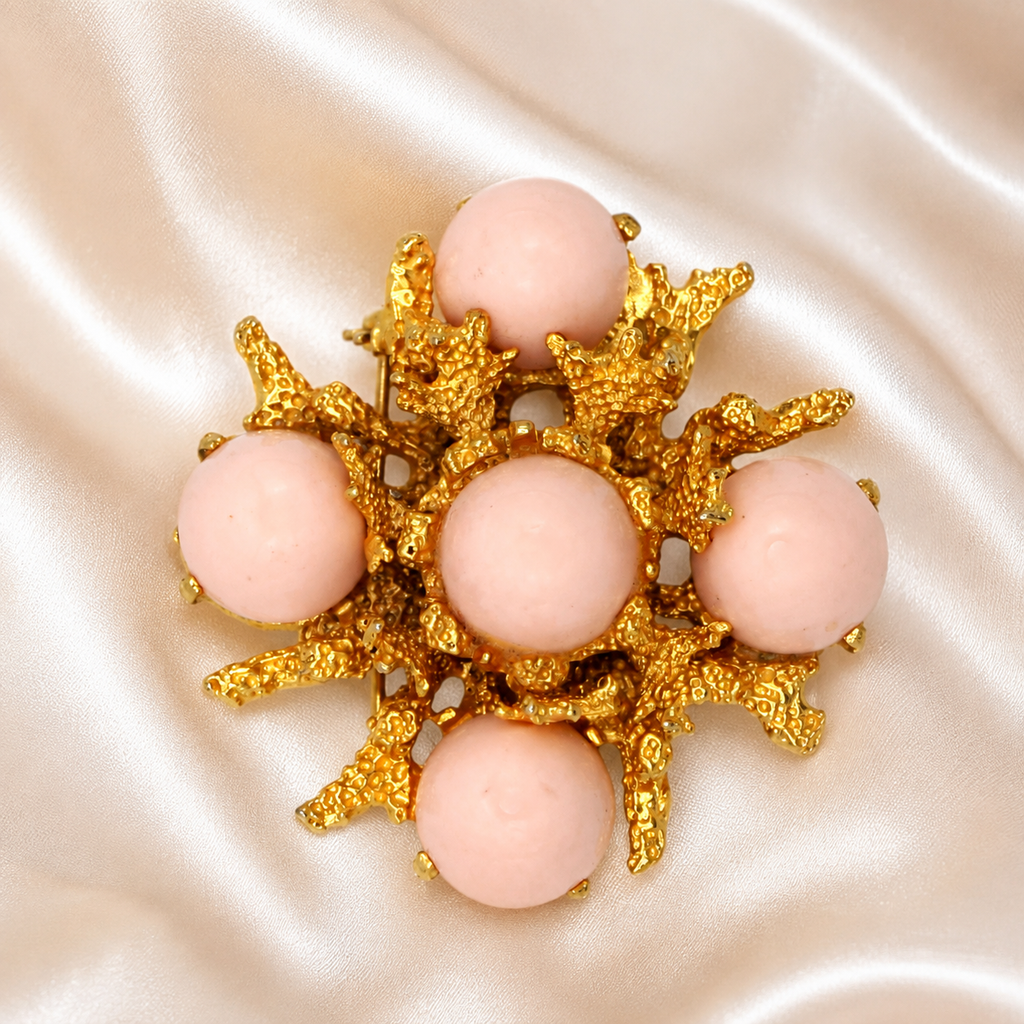 Vintage Juliana Pink Lucite Molten Metal Brooch IIJJ#5326