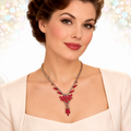 Vintage Juliana Pink Rhinestone Gold Tone Drop Necklace IIJJ#9497