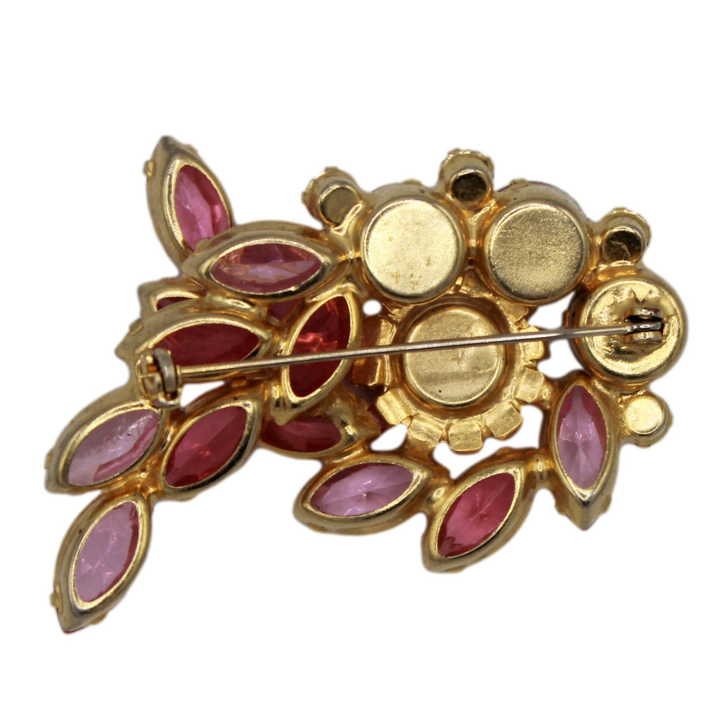 Vintage Juliana Pink Rhinestone Iridescent Scooped Chaton Brooch IIJJ#7109