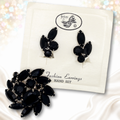 Authentic original-card Juliana black rhinestone brooch and matching clip earrings