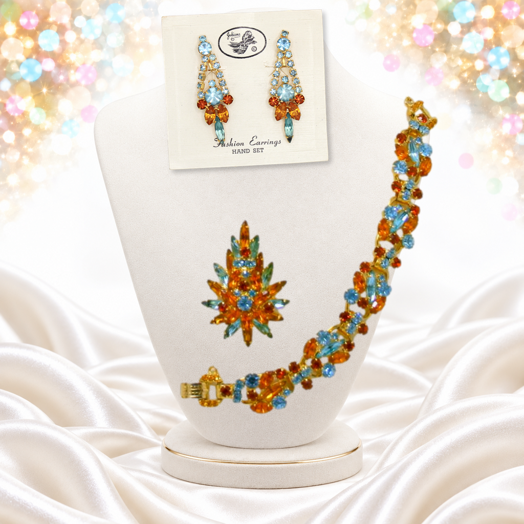 Archival reference photo composite of matching Juliana brooch and bracelet, not included