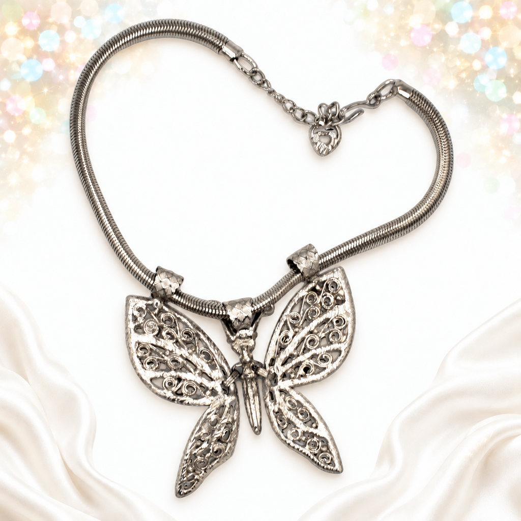 Vintage Juliana Design Articulated Butterfly Figural Pendant Necklace IIJJ#9454