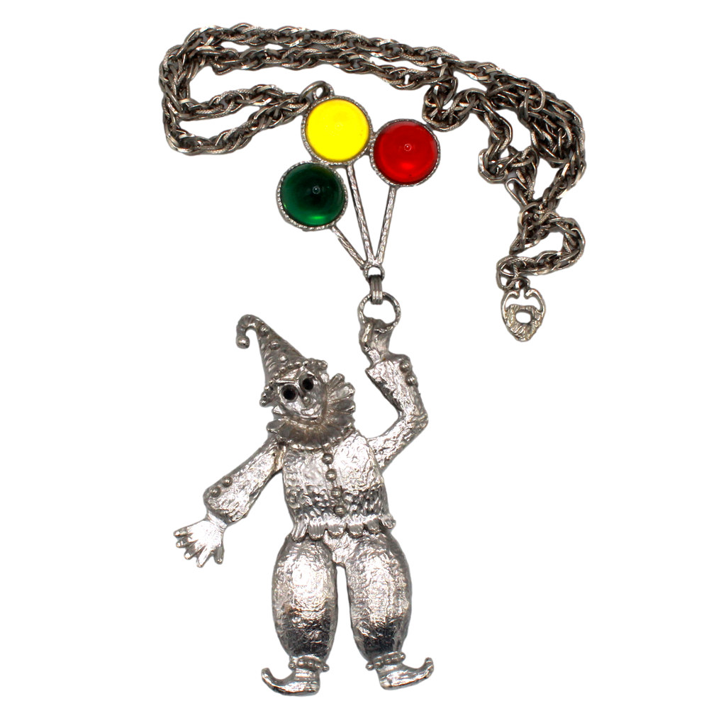 Vintage Juliana Design Articulated Clown Rhinestone Figural Pendant IIJJ#9453