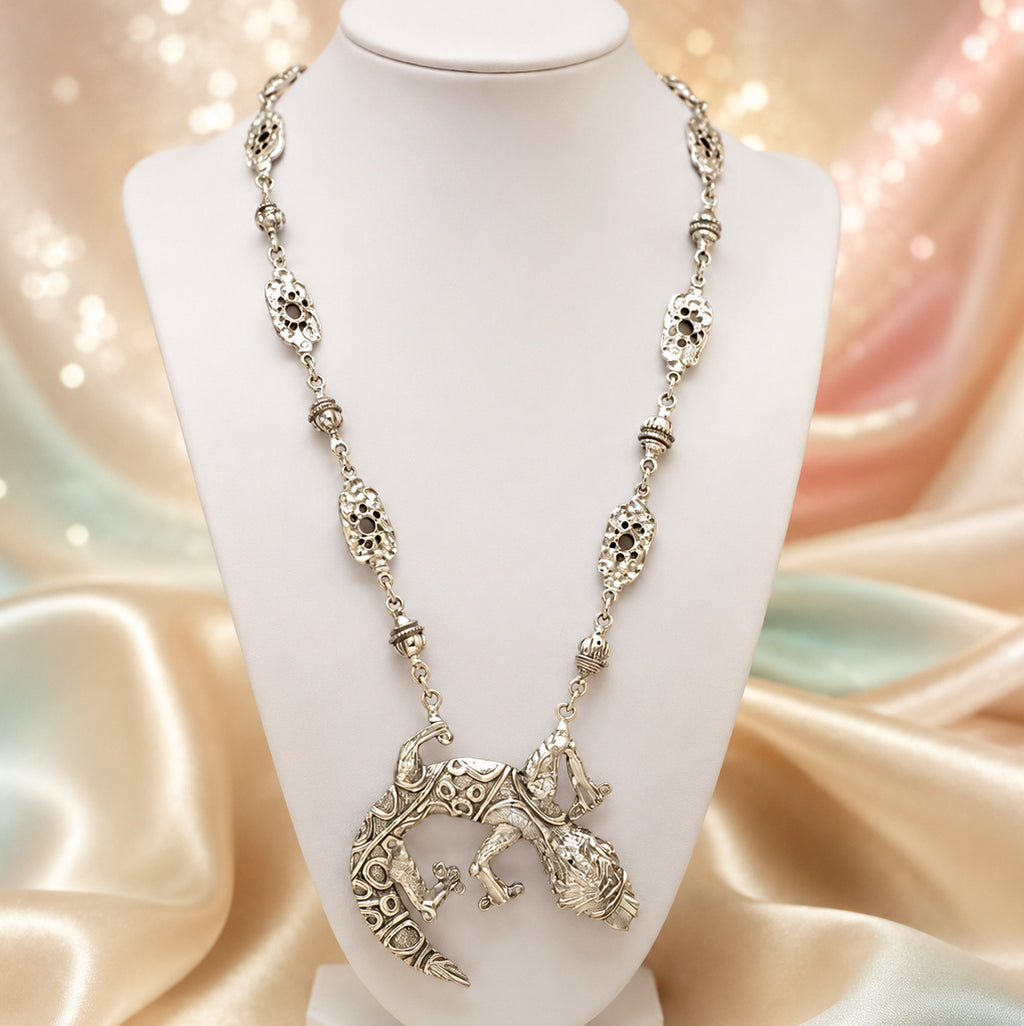 Vintage Juliana Figural Gecko Lizard Pendant Necklace New Find IIJJ #9269