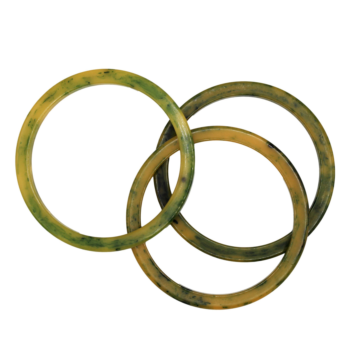 Vintage Creamed Spinach Bakelite Bangle Bracelets Set of 3