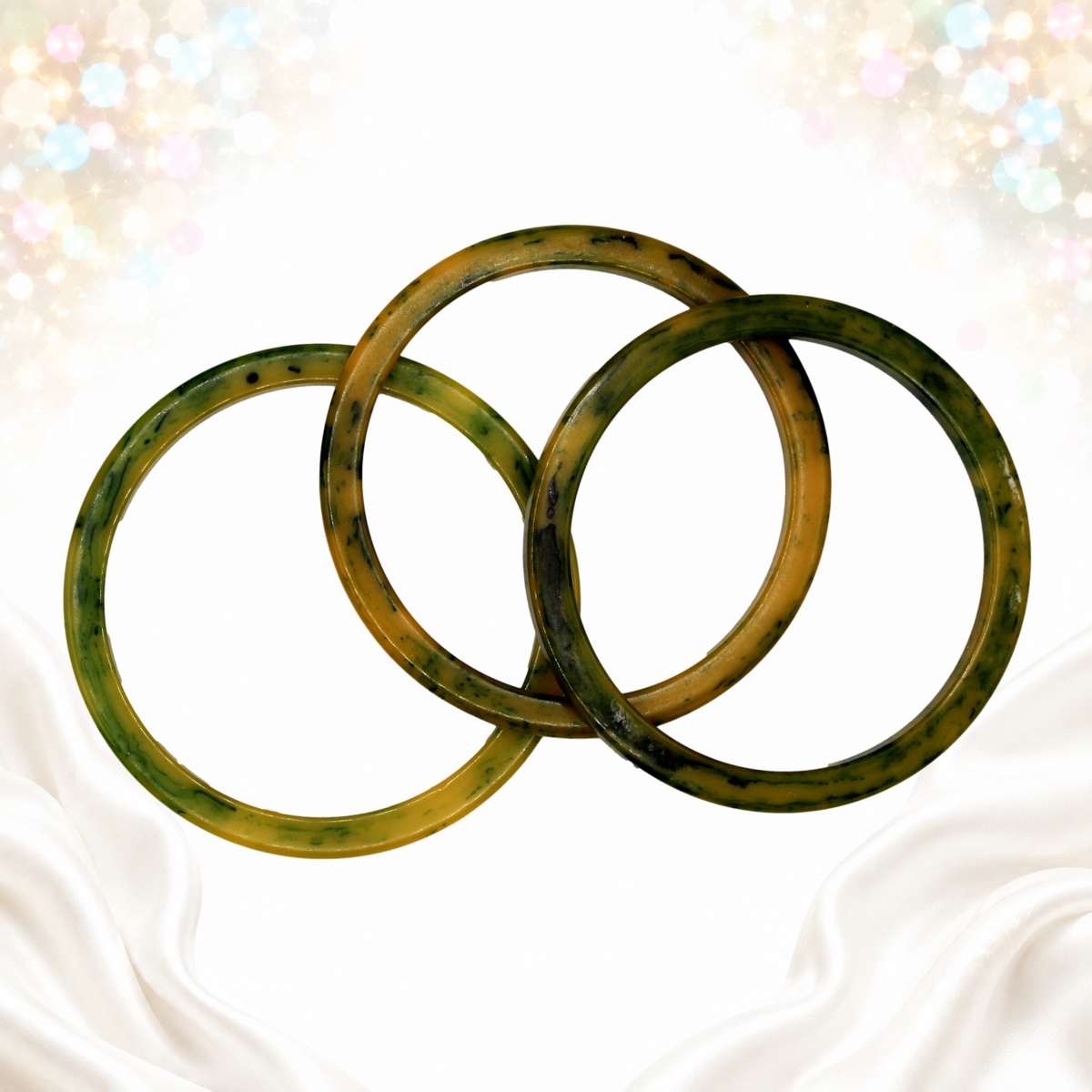 Vintage Creamed Spinach Bakelite Bangle Bracelets Set of 3