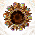 Vintage Juliana Topaz Dentelle Rhinestone Brooch Pendant AB IIJJ#9702
