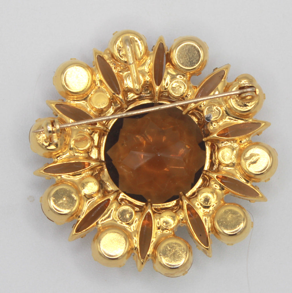 Vintage Juliana Topaz Dentelle Rhinestone Brooch Pendant AB IIJJ#9702