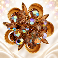 Vintage Juliana Topaz Rhinestone Crystal Bead Cha-Cha Half Cup Brooch IIJJ#9160