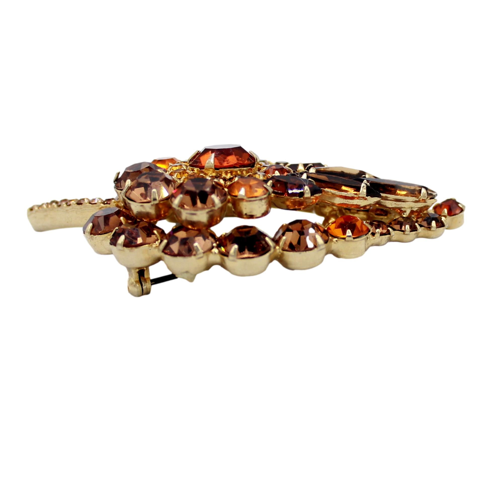 Coming Soon Vintage Juliana Layered Topaz Leaf Brooch Gold Tone Rhinestones IIJJ#495