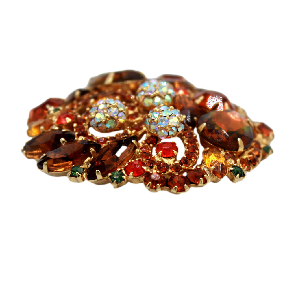 Coming Soon Vintage Juliana Fall Watermelon Oval Rhinestone Brooch Pom Poms IIJJ#9241