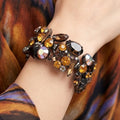 Vintage JULIANA Topaz Black Tortoise Striped Rhinestone Bracelet Book Piece IIJJ#649