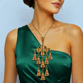 Vintage JULIANA Green Topaz Rhinestone Egyptian Revival Statement Necklace #9198