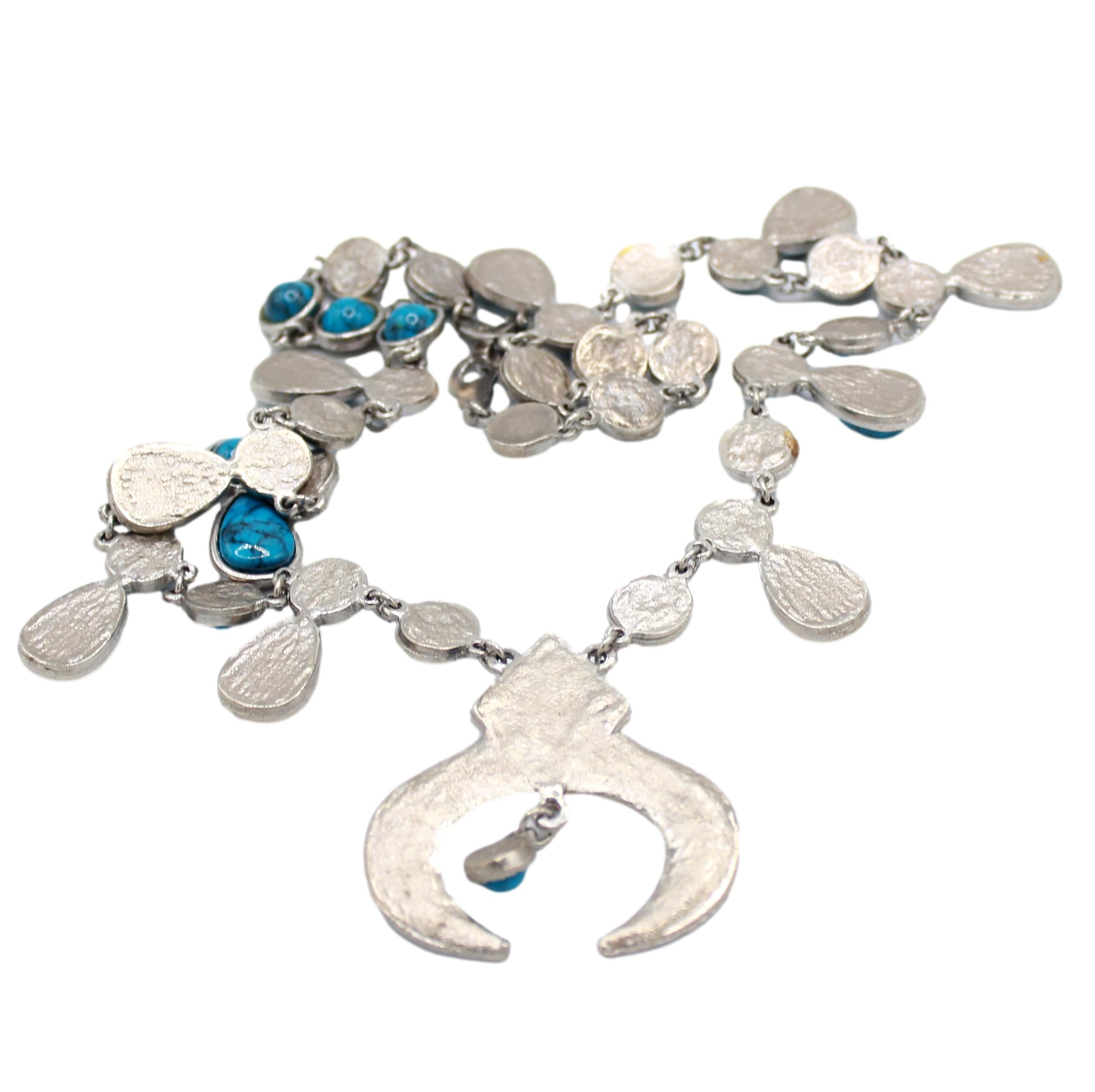 Vintage JULIANA Southwestern Faux Turquoise Cabochon Necklace IIJJ#889