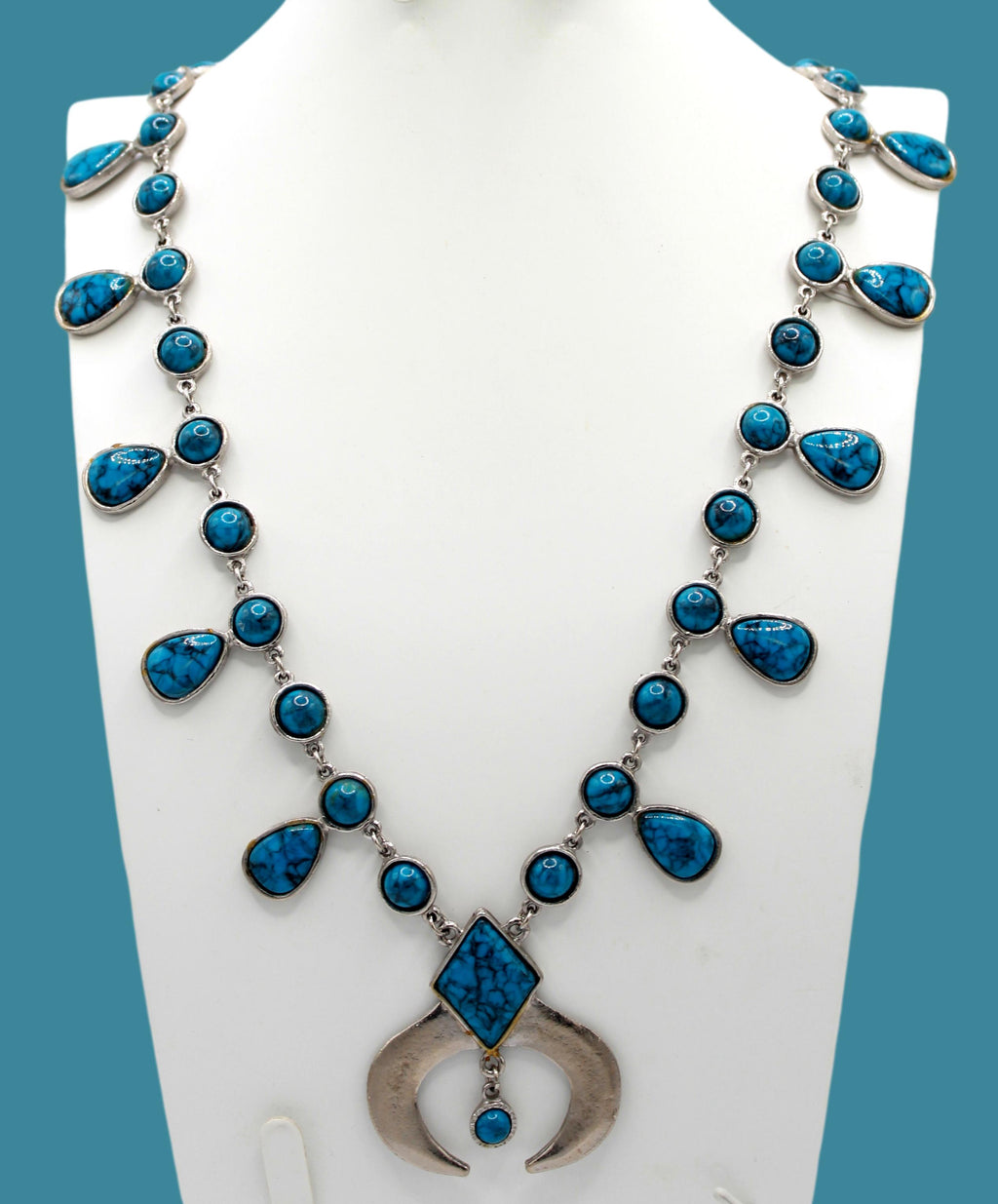 Vintage JULIANA Southwestern Faux Turquoise Cabochon Necklace IIJJ#889