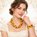 Vintage Austria Tutti Frutti Fruit Salad Necklace Bracelet Set