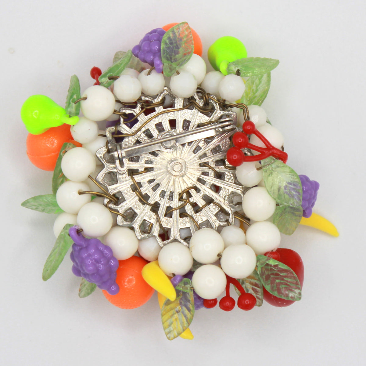 Vintage Tutti Frutti Fruit Salad Plastic Brooch Colorful Figural