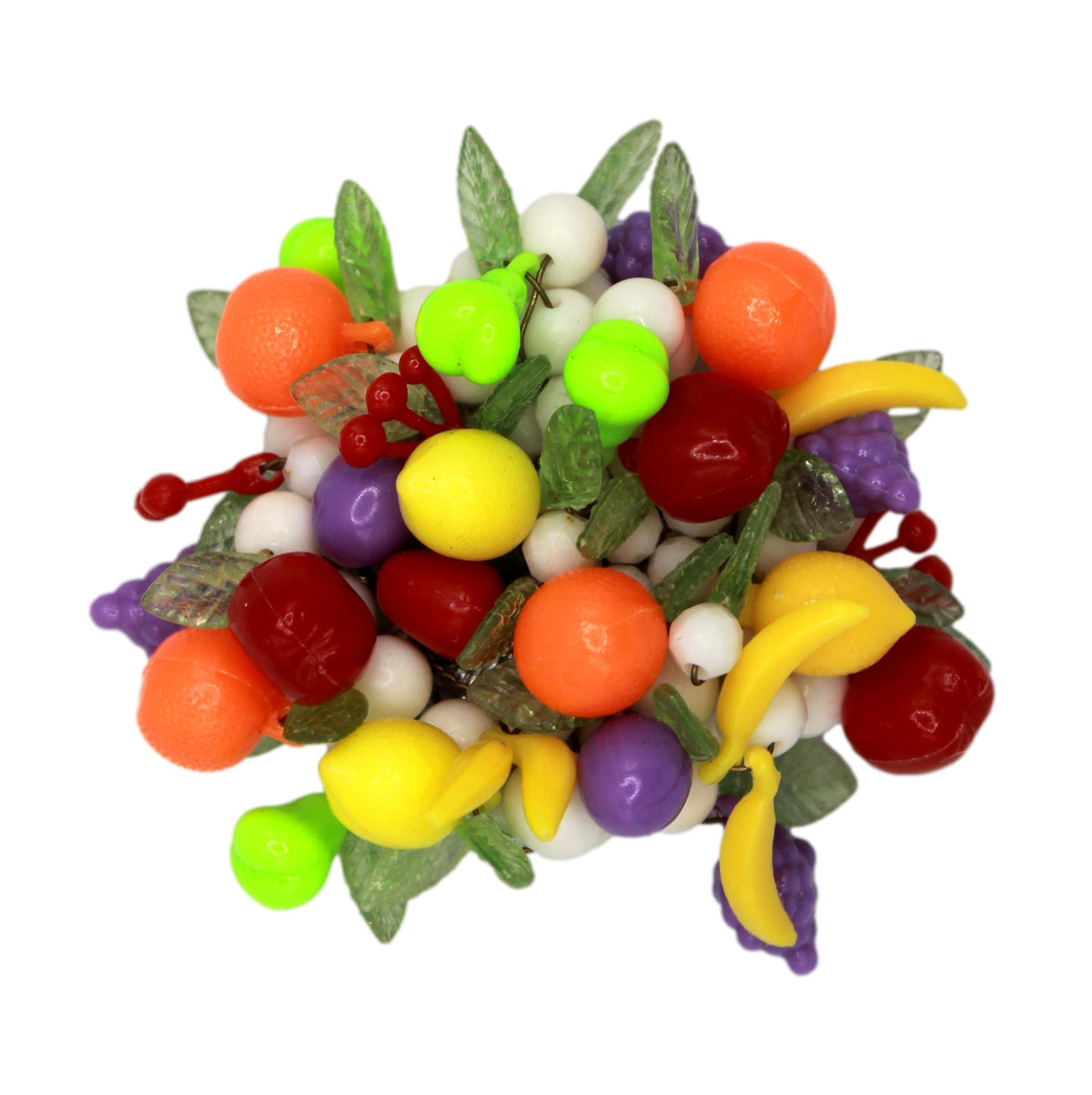 Vintage Tutti Frutti Fruit Salad Plastic Brooch Colorful Figural
