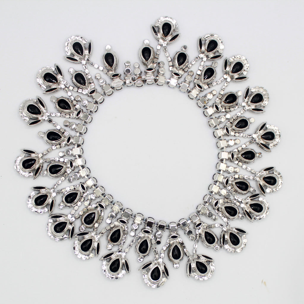 Vintage Juliana for Vendome Black AB Rhinestone Collar Necklace IIJJ#9647