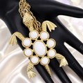 Vintage Juliana White Lucite Cabochon Figural Sea Turtle Necklace IIJJ#9396