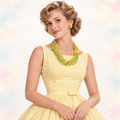 Vintage Capri Yellow Green Bead Rhinestone Necklace Earrings Set